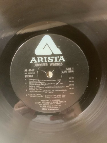 VTG Vinyl LP Jennifer Warnes 1976 Arista AL-4062 Peter Pan Grundman Press Pop - Picture 5 of 6