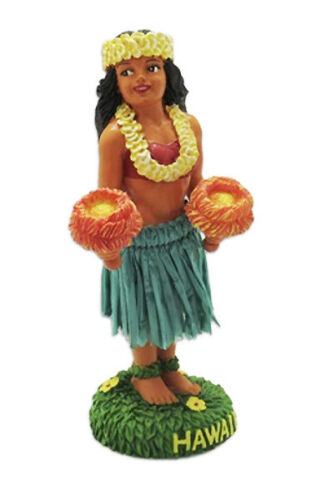 Hawaiian Dashboard Hula Girl Uli Uli Mini Doll Hawaii Aloha Islands Green Skirt