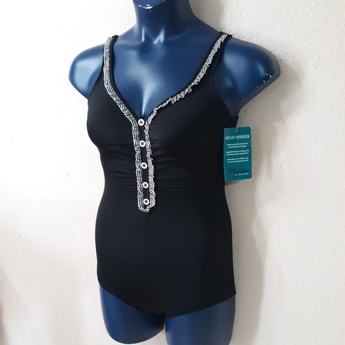 Neu Maxine Of Hollywood One Piece Badeanzug Mädchen Damen Größe 8 Rüsche vorne 5211 - Bild 2 von 6