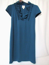 Suzi Chin for Maggy Boutique Teal Blue Ruffle Collar Dress size 2