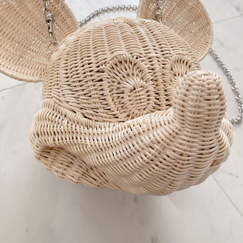 Mickey Mouse Natural Rattan Basket Bag Disney collection F/S Japan Rare - Picture 6 of 12