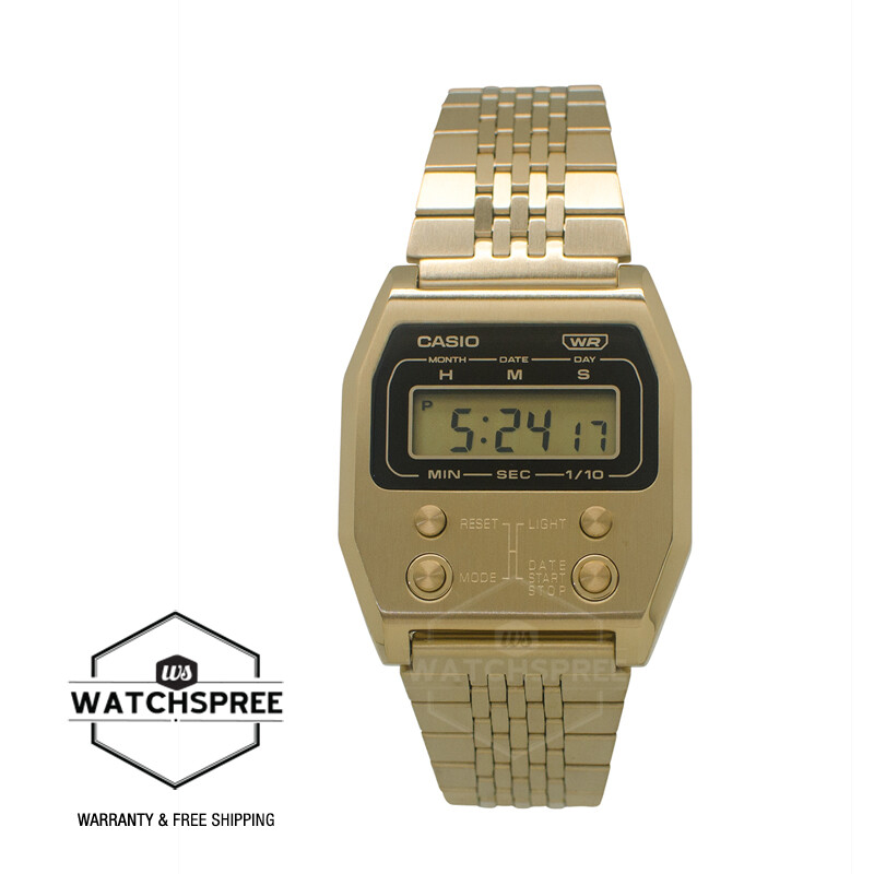 Casio Digital Vintage Gold Ion Plated Stainless Steel Band Watch