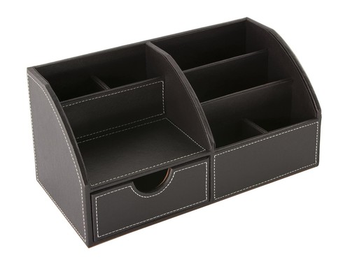 OSCO Brown Faux Leather Desk Organiser