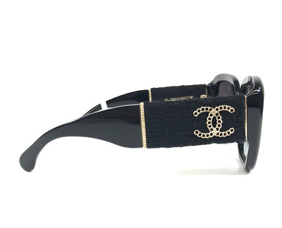 Chanel Sunglasses 5512-A c.622/S6 Black Tweed Gold Chain