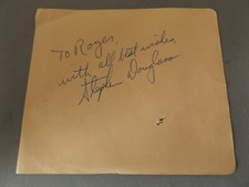 PÁGINA LIBRO AUTÓGRAFO FIRMADO A MANO 6" X 5" - STEPHEN DOUGLASS - ACTOR AMERICANO