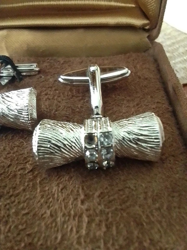 Nina Ricci Vintage Manschettenknöpfe/ Platin Diamond Design - Bild 2 von 4