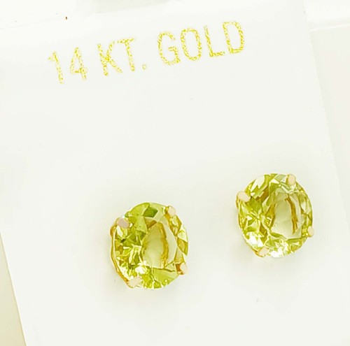 GENUINE 8.24 Cts PERIDOT STUD EARRINGS 14K GOLD - Free Appraisal Service - NWT - Picture 5 of 8