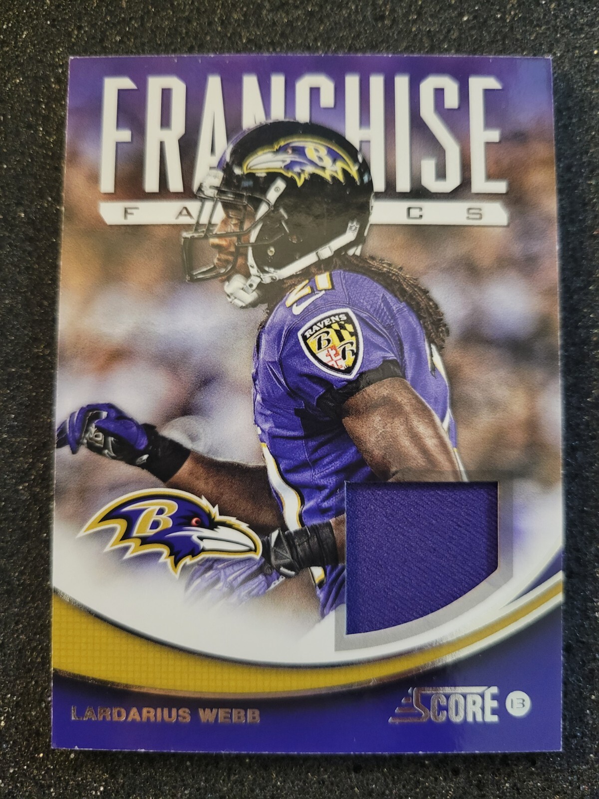 Lardarius Webb 2013 PANINI SCORE "FRANCHISE FABRICS" JSY #FF-LW BALTIMORE RAVENS