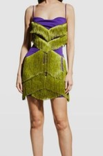 $1990 The Attico Women Purple Josephine Fringe Mini Dress Size 40