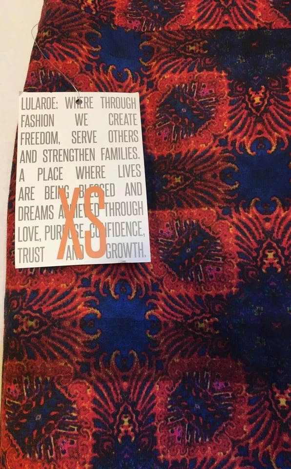 Falda LuLaRoe Cassie Talla Extra Pequeña XS (2-4) Roja Azul Elastizada Falda Lápiz Nueva de Lote Antiguo Foto 4 de 4