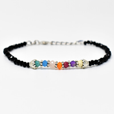 24 kt Erde abgebaut 6 Zoll langer Spinell & Mix Edelstein facettierte Perlen Armband JK-27E291