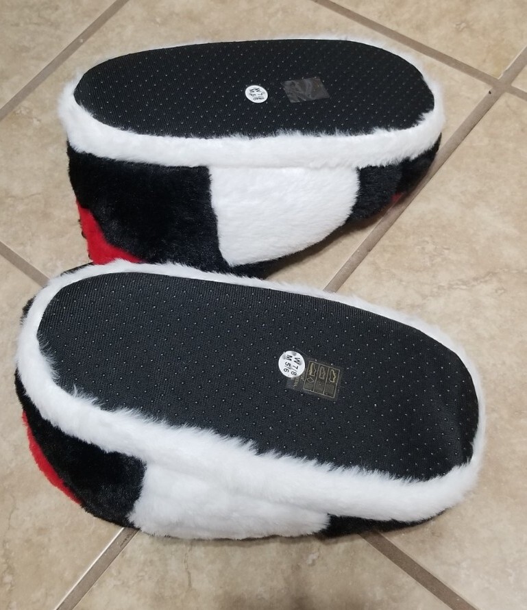 Red, White & Black Plush Sneaker Slippers (W 7/8, M 5/6)