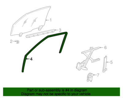 kep出品 Genuine LX470 Land Cruiser Front Door Glass Channel Run LH 68151