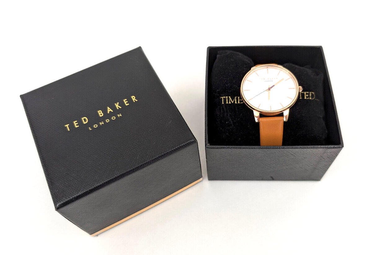 Ted Baker Women's London Tan Leather Rose-Gold Dress Watch TE50013007 $180  MSRP