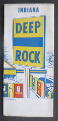 1950 Indiana  road map Deep Rock gas oil