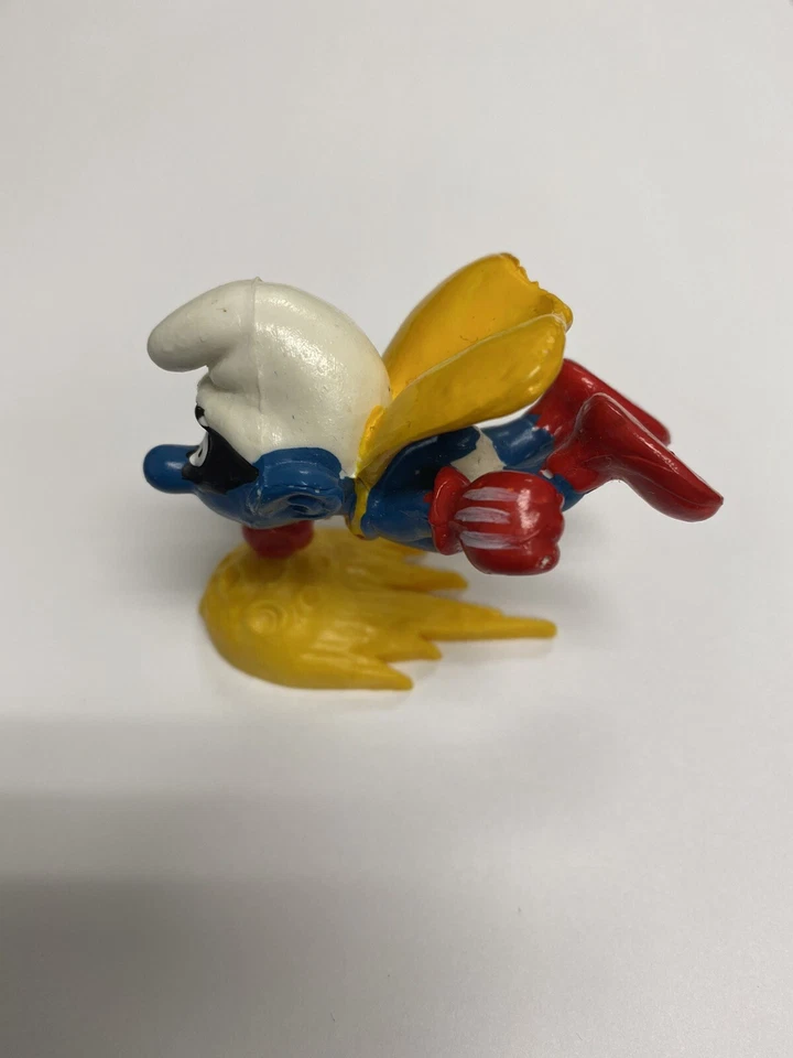 Figura de superhéroe volador Pitufo de los Pitufos Superman 20127 1980 juguete de PVC vintage Peyo Foto 4 de 4