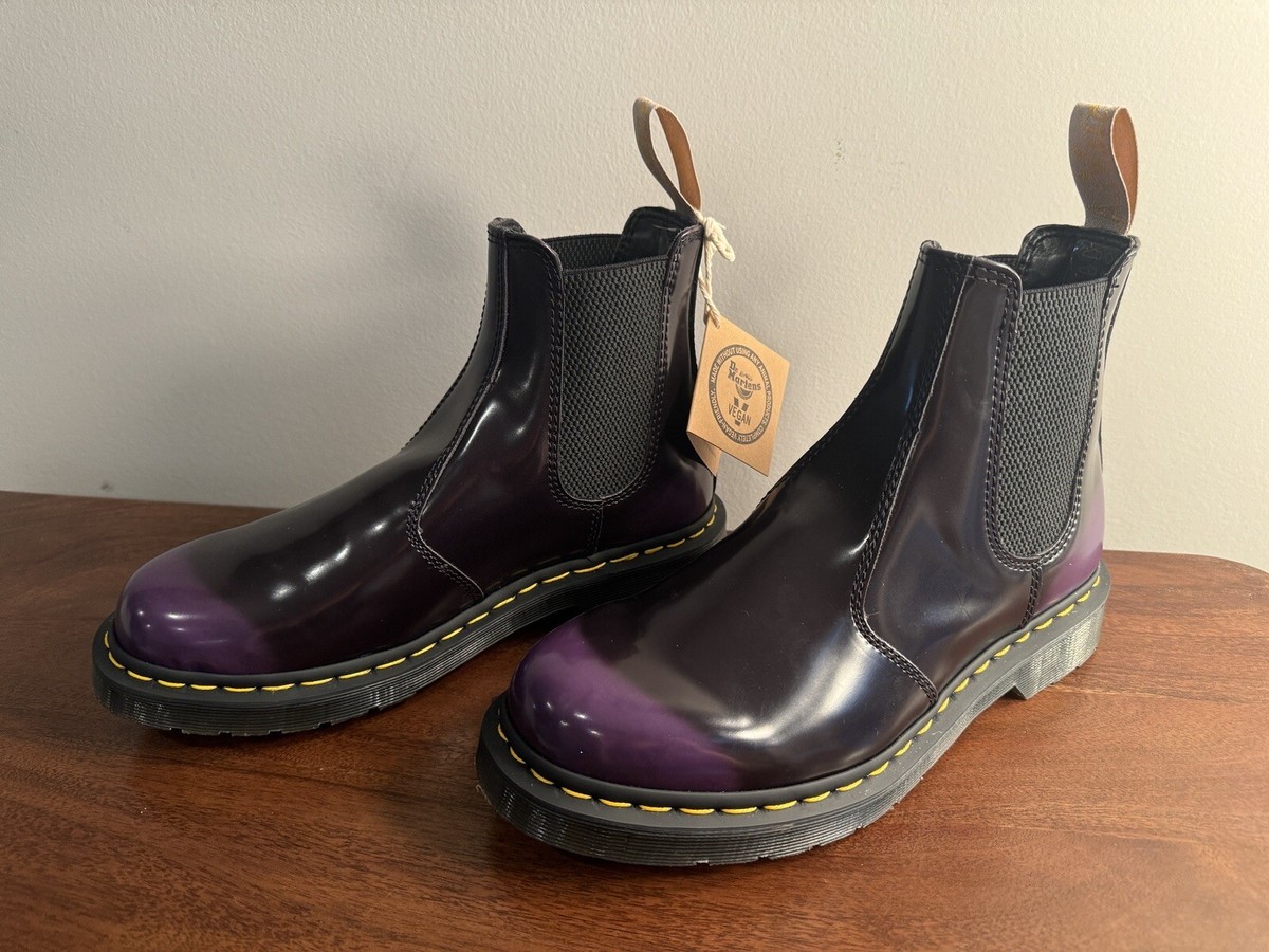 Dr Martens Vegan 2976 Oxford Lace Up Ankle Womens Mens Boots Black Purple  Sz 8/9