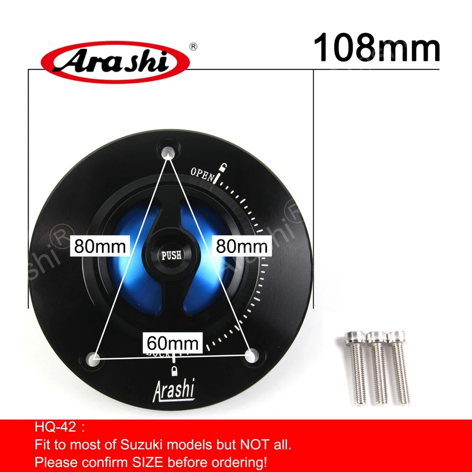 Cubierta de tapa de gasolina sin llave del tanque de combustible Arashi Ø 108 mm para Suzuki SV650 SV650S 2003-2018 Foto 2 de 4