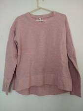 Athleta Pink Balance Speckled Dot Ribbed Slit Crewneck Pullover Sweatshirt Small