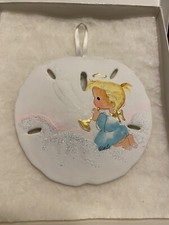 Christmas Angel Hand Painted Real Natural SAND DOLLAR Ornament 2000 Vintage Sign