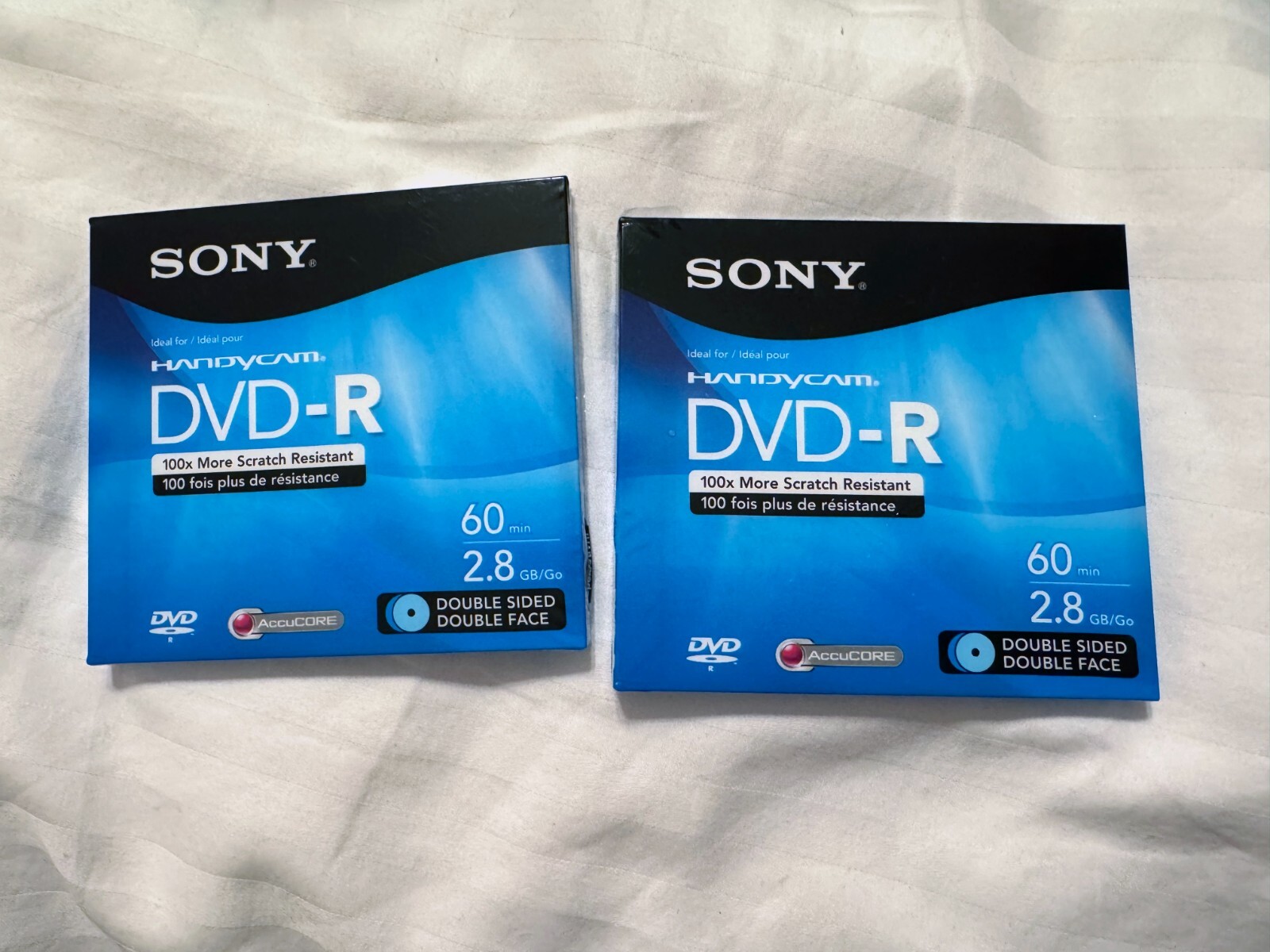 (2) Sony Handycam DVDR Blank Mini Discs 60 min 2.8 GB Double Sided eBay