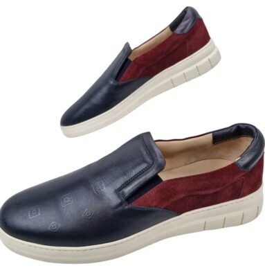 Brandneu Dunhill Navy & Red Slip On Sneaker Vibram Sohlen Größe UK 10 EU 44