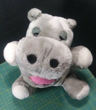 12" Vintage 1976 R Dakin  Co Hippo Plush Toy Hippopotamus grey mouth open teeth
