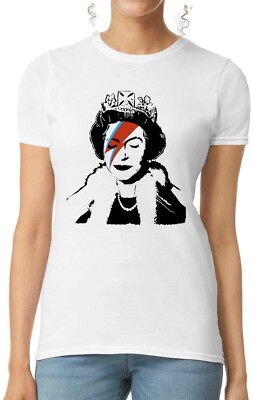 Banksy Queen Joker T-Shirt Ladies Elizabeth Graffiti Urban Art Women Tee Top