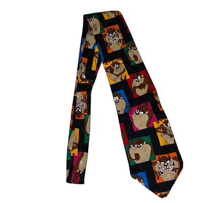 Tasmanian Devil Necktie Mens Looney Tunes 1993 Vintage  Looney Tunes Taz Tasmanian Devil Tie Novelty 1993 Vintage Paisley main image 1