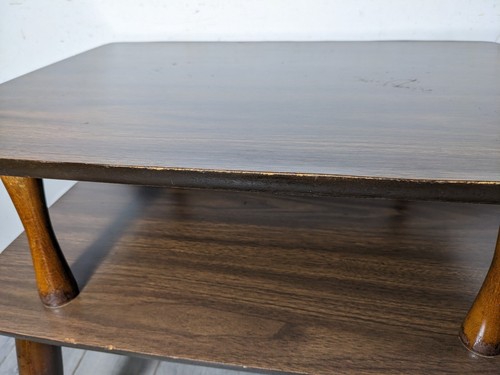 Vintage Retro Mid Century Modern 2-Tier Walnut Wood Formica End Table C64 - Picture 13 of 16