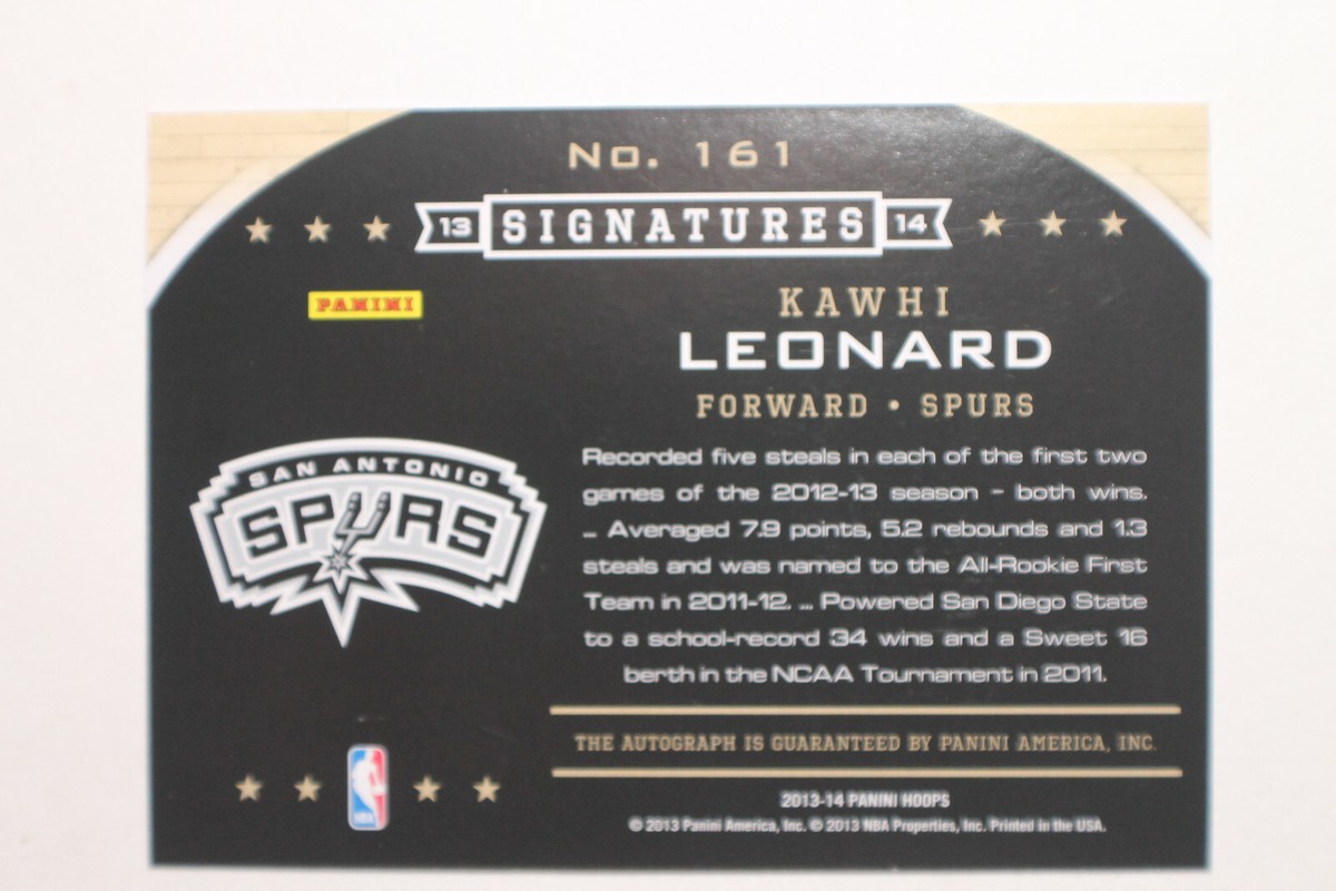Kawhi Leonard AUTO 2013-14 Panini Hoops Signatures BLUE TRIM