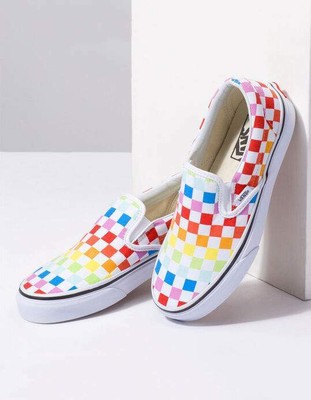 rainbow vans slip on womens