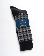 COLE HAAN  Men's 3 Pair Cotton Casual-Dress Socks , Multicolor, 7-12