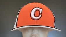 Pacific Headwear Cloverdale Mesh Back Fitted Cap Sz. S/M New 404M Orng/Wht/Blk
