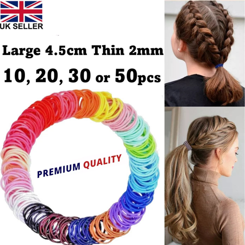 Hair Bands Elastics Bobbles 4.5cm Large Thin Women Girls Kids Endless School Set