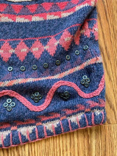 Vtg Sigrid Olsen For Orvis Grandma Sweater Vest Blue Pink SZ Large Button Up - 第 2/20 張圖片