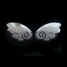 Fairy Wings Metal Decal Sticker Chrome Silver 