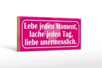 Holzschild Spruch 27X10 Cm Lebe Jeden Moment Lache Liebe Deko Schild Wooden Sign