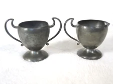 Standish 721 Pewter Cream & Sugar Antique Set New England Late 1800's Kitchens