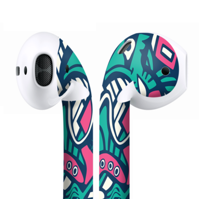 Skins Wraps compatible for Apple Airpods Green Gecko Abstract Pop