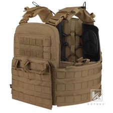KRYDEX Plate Carrier Tactical Heavy Duty Vest with Mag Pouch MOLLE Coyote
