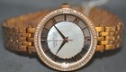 Caravelle Ladies Silver Mop Dial Rose Gold Stainless Steel Watch 44L171