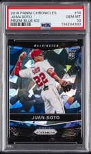 2018 PANINI CHRONICLES PRIZM BLUE ICE #14 JUAN SOTO ROOKIE RC 137/149 PSA 10