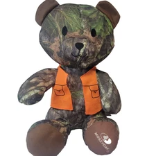 Mossy Oak Camouflage 12” Teddy Bear Plush Toy Orange Vest  