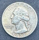 1958 D Washington Quarter Silver Circulated Uncertified US Coin