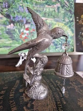Vintage Metal Swallow Bird Ornament Rare,  As It Still Has Its Original Bell