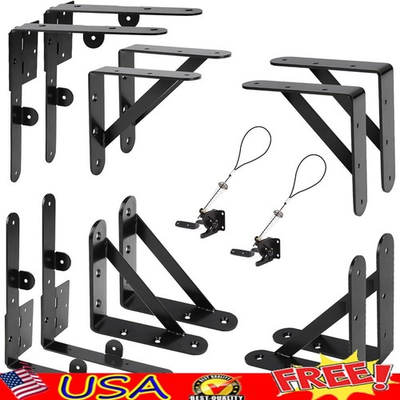 #ad Heavy Duty Iron Fence Gate Kit W Latch Corner Brace Bracket Wooden Gates New $55.07