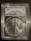 2021 American Silver Eagle Type 2 PCGS MS 70 First Day of Issue