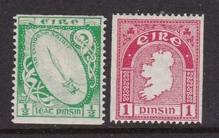 IRELAND 1934 1/2d AND 1d COIL STAMPS MINT