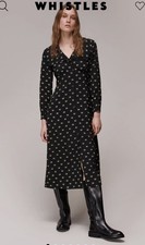 Whistles Size UK 8 Black Izzy Horseshoe Collar Shirt Midi Dress